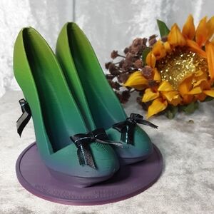 Handmade 3D Printed High Heel Shoe Cell Phone Holder With Rhinestone Black